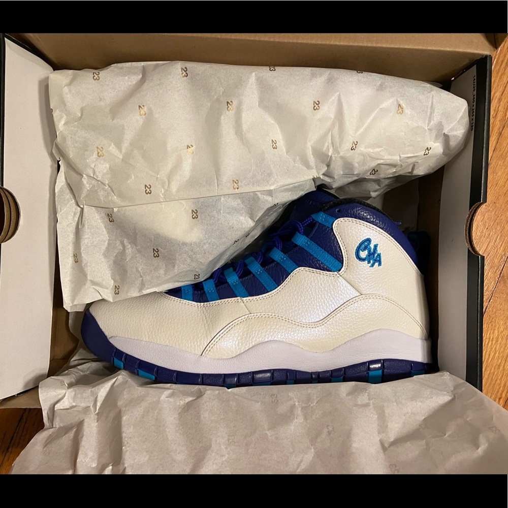 Air Jordan Retro 10 Purple Blue Size 12 Hornets